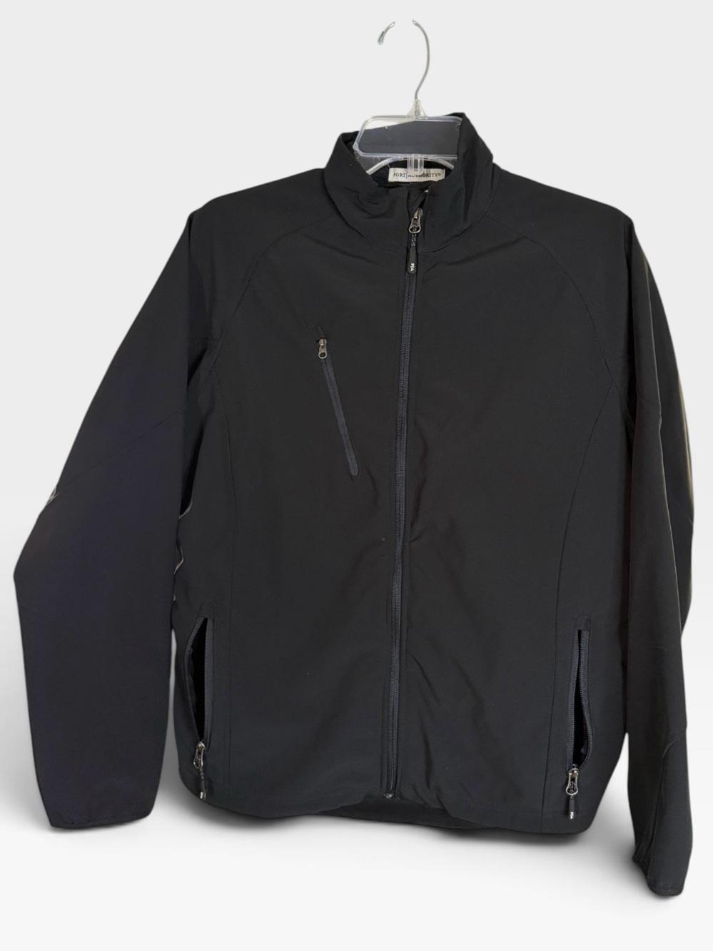 Port Authority® Women's Black Textured Soft Shell Jacket Size Large PTP 22”